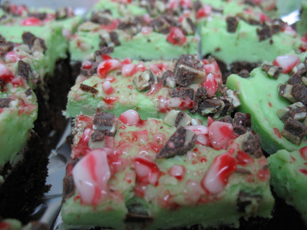 Honey & Butter Candy Cane Brownies with Frosting