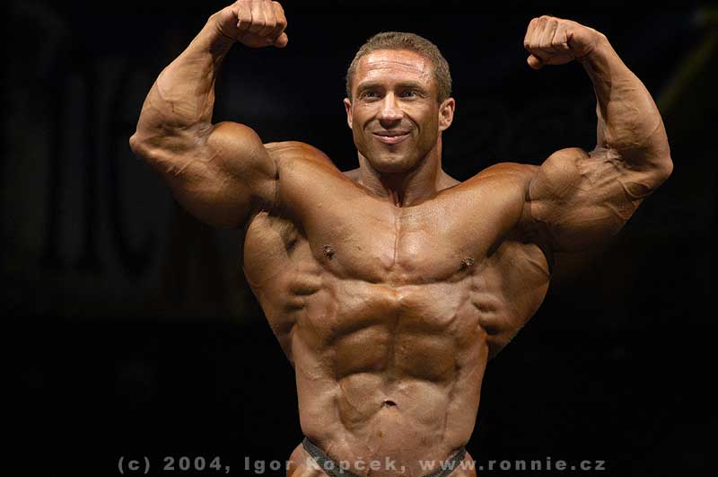 slovak bodybuilder Jaroslav Horvath with muscle in gym