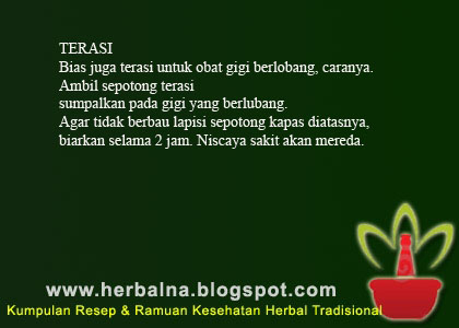 TERASI Bias juga terasi untuk obat gigi berlobang TERASI Bias juga terasi untuk obat gigi berlobang