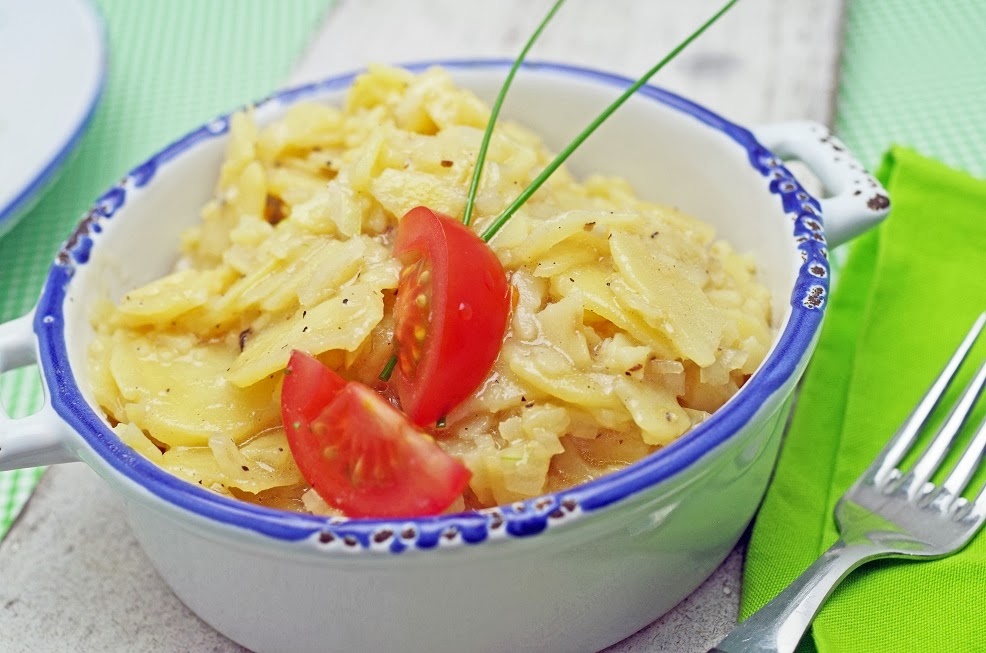 stuttgartcooking Maultaschen mit geschmelzten Zwiebeln und Kartoffelsalat