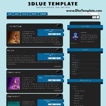 3Dlue V1 blogger template. template blogger 3d style