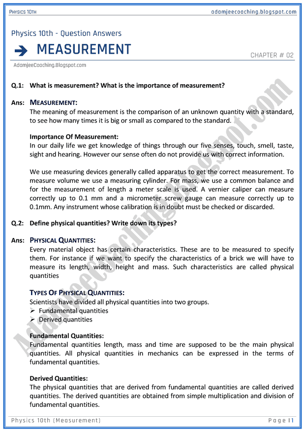 measurement-question-answers-physics-10th