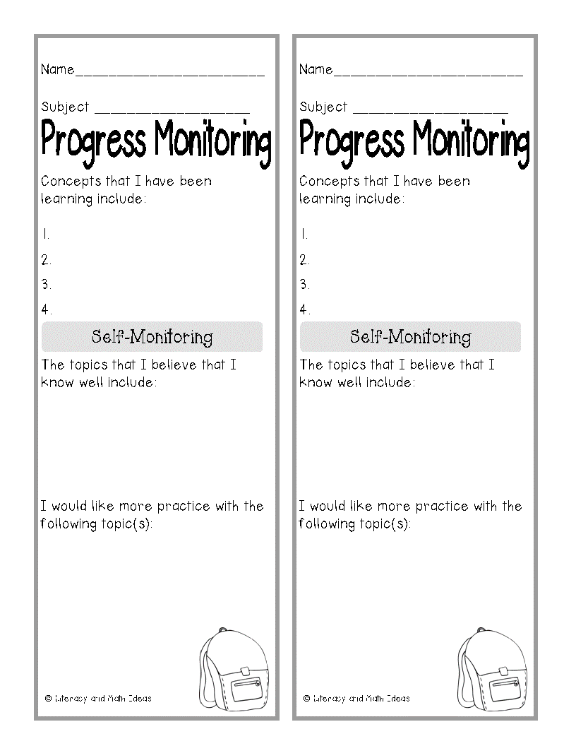 Student Self Monitoring Chart