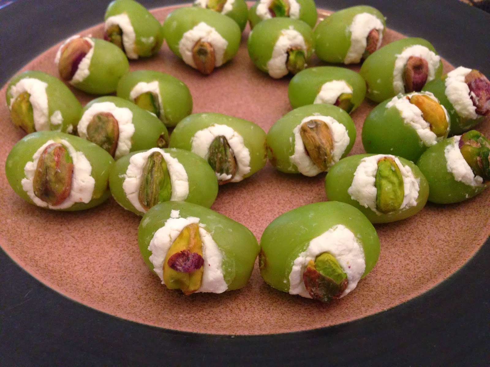 Lindsey Edits Grape Demon Eyes (filled with goat cheese and pistachios)