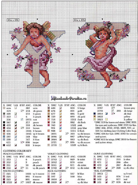 Схемы вышивки. Винтажные монограммы с ангелами