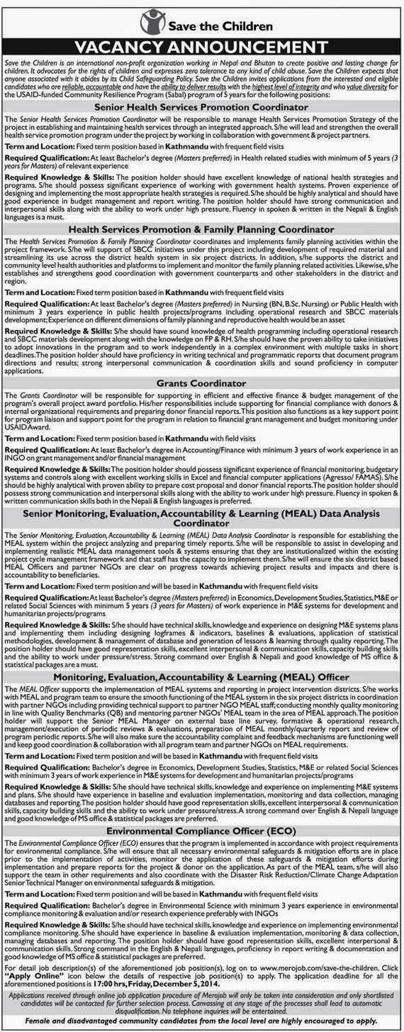 EducateNepal.com: Vacancy announcement: Save the Children