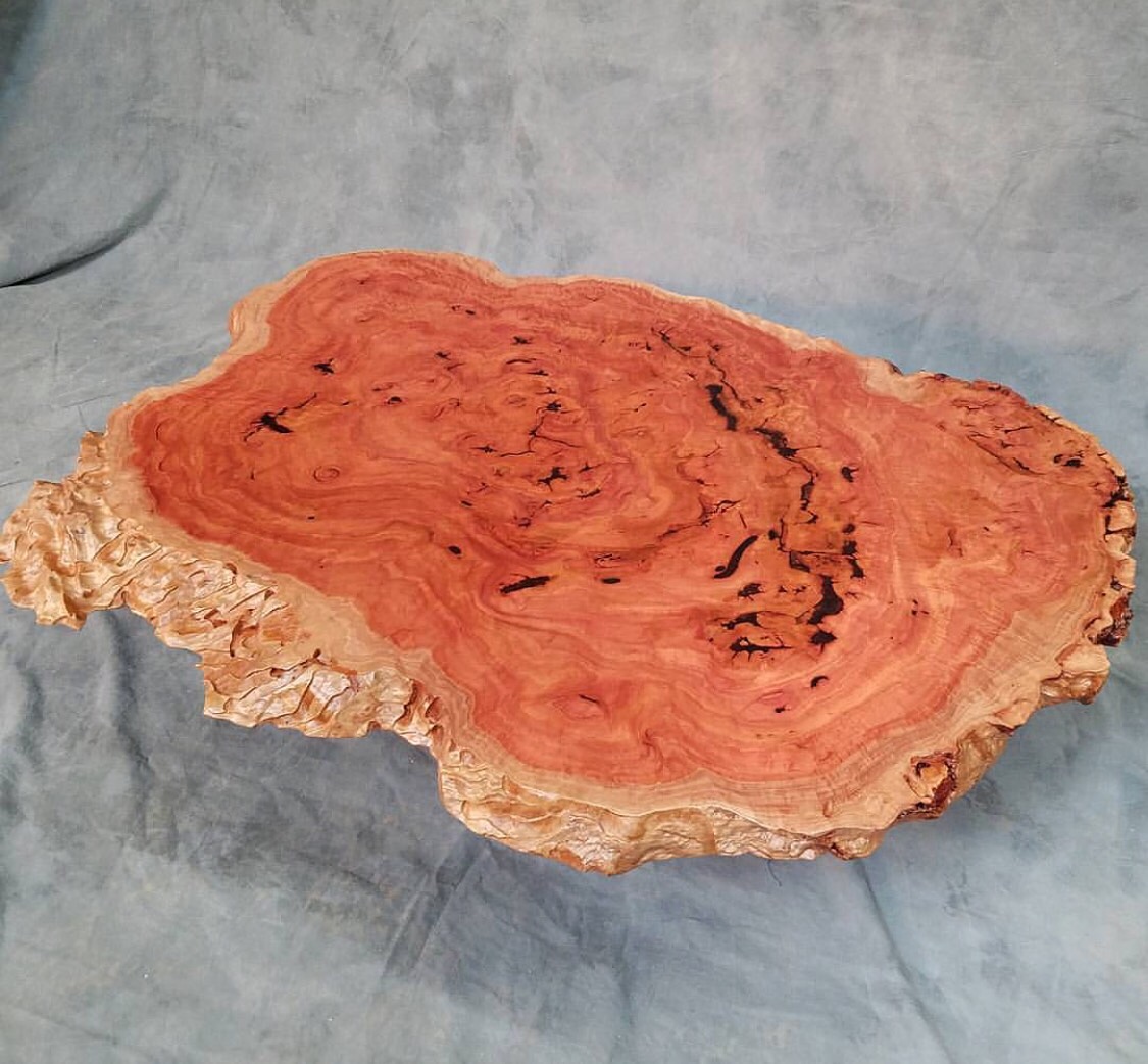 Tropical Exotic Hardwoods Tasmanian Red Gum Burl coffee table recently