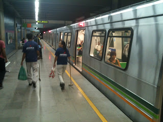 people walking on a train