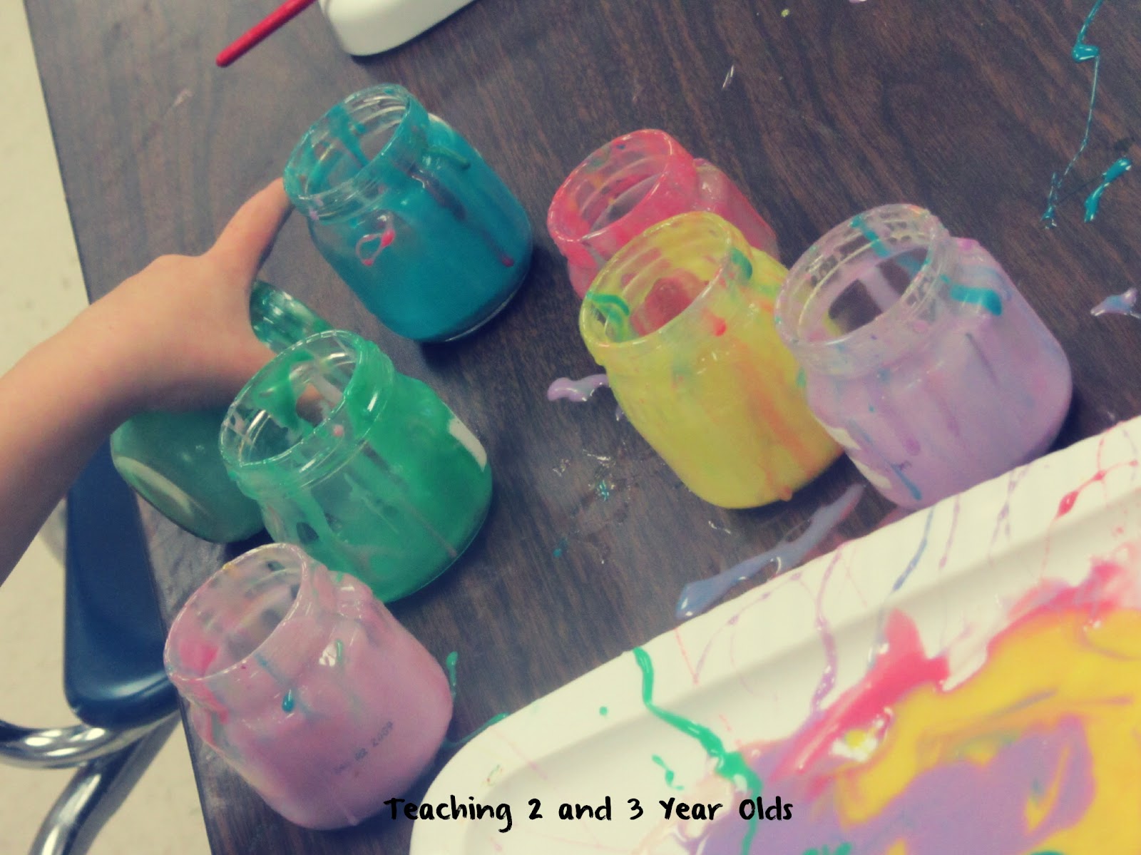 Teaching 2 and 3 Year Olds Condensed Milk Paint