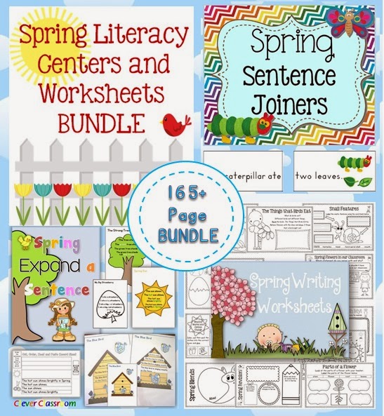 Spring Literacy Centers and Worksheets BUNDLE 