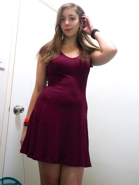 Off to Work | outfit of plum knit dress, with brown ankle boots, for kindergarten work