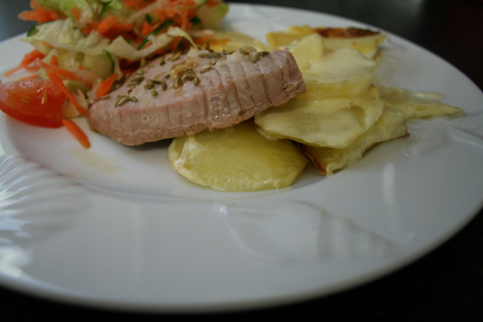 cileksuyu soya soslu ton baligi ve kremali patates