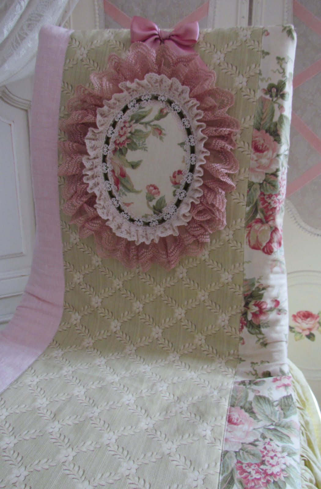 Angela Lace Desk Chair Cover with Lace.