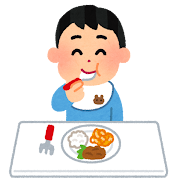 きれいにご飯を食べる子供のイラスト