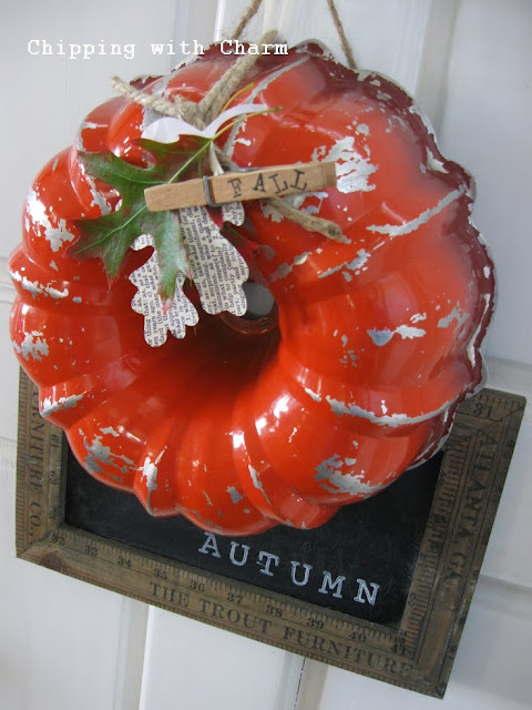 Chipping with Charm: Bundt Pan Pumpkin Wreath...http://www.chippingwithcharm.blogspot.com/