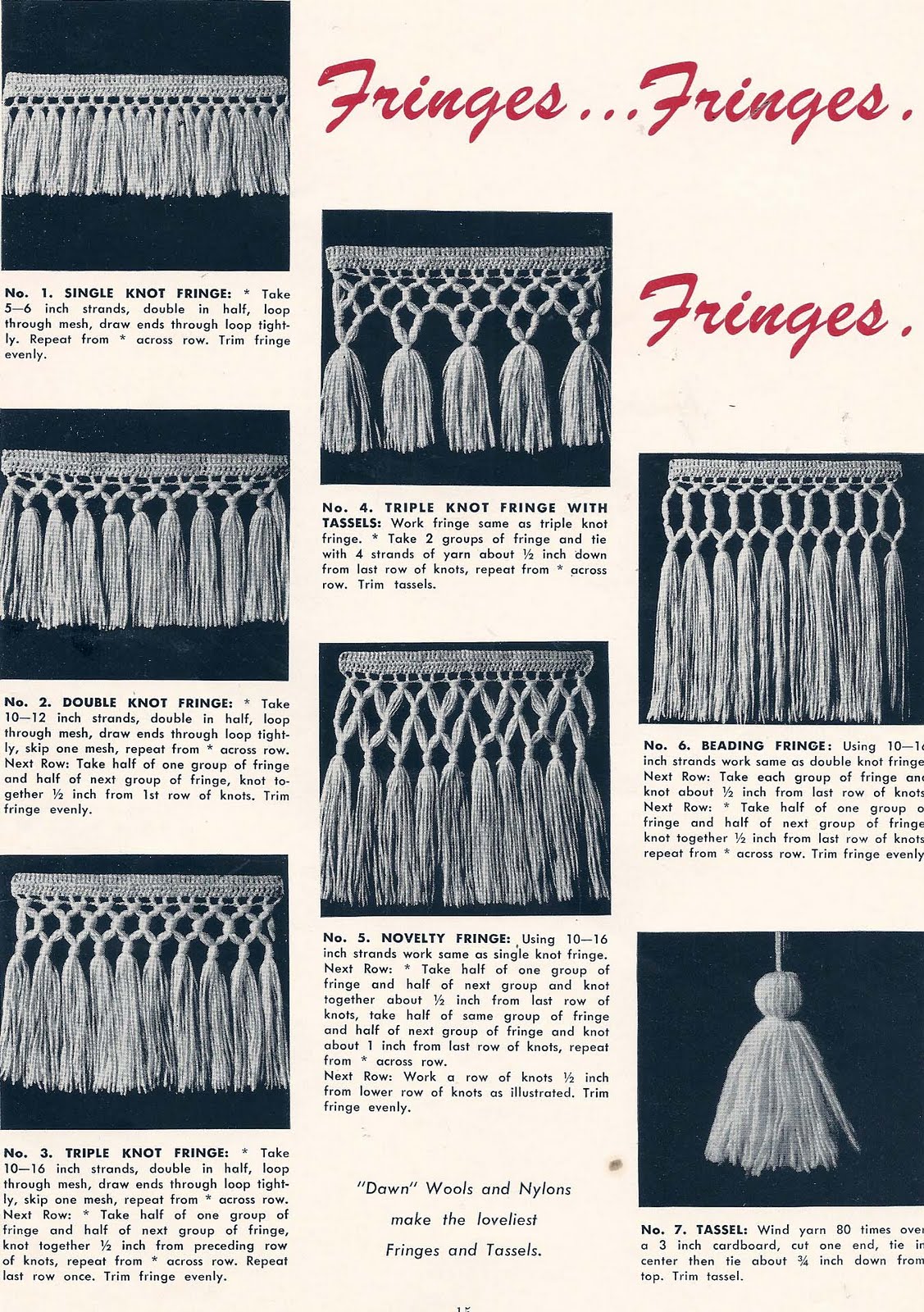 Vintage Knit Crochet Shop Talk Fringe Edgings for Knitting or Crochet