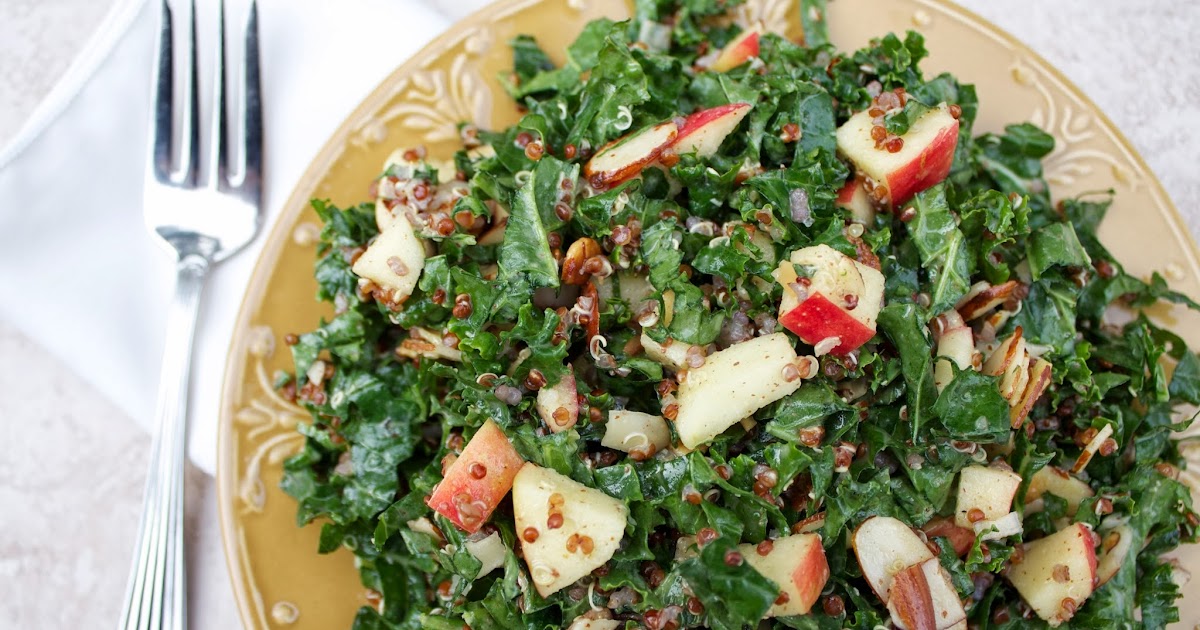Stew or a Story Kale Quinoa Apple Salad with Maple Almond Vinaigrette