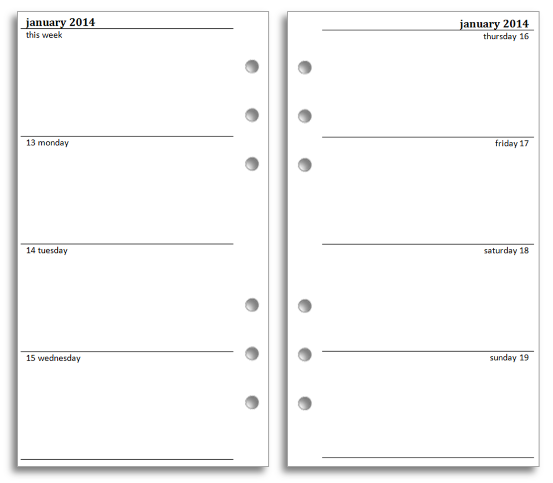 Free Printable Filofax Pages