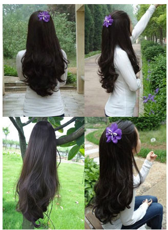 Pro Extend 60cm Long Invisible Half Wig Bridal Hair Piece Angel