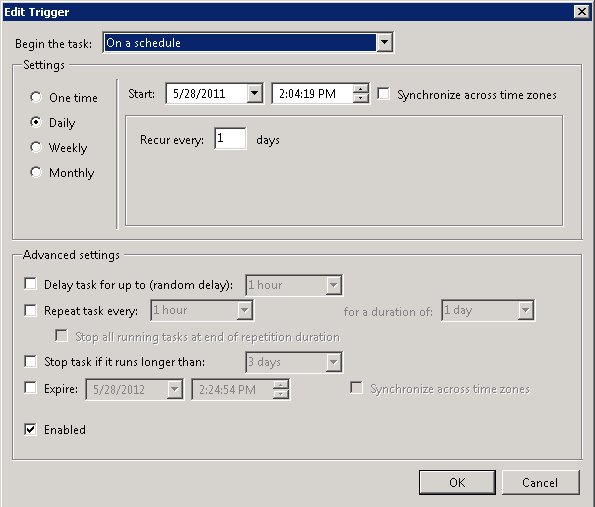 Schedule a job on windows server 2003