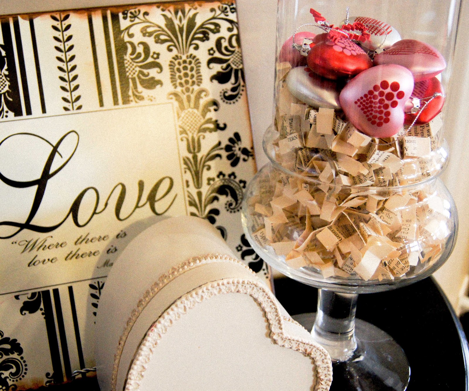 Apothecary valentines vases jars clear filler heart marbles shaped K.I.S.S. Keep It Simple, Sister: Book page vase filler/gift wrap