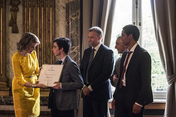 Queen Mathilde of Belgium attends the award ceremony of the 'Queen Mathilde Prize 2015' at the Royal Palace