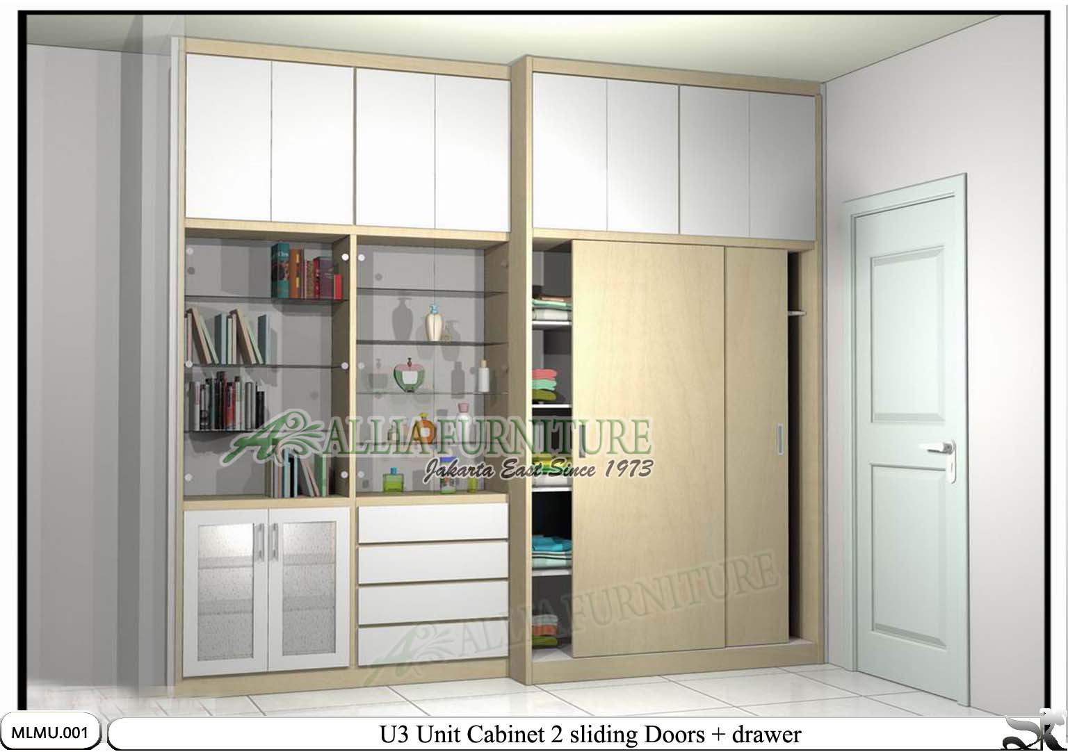 Lemari pakaian minimalis unit cabinet U3 - Allia Furniture