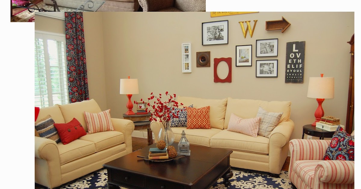 Style with Wisdom: Navy and Red Living Room