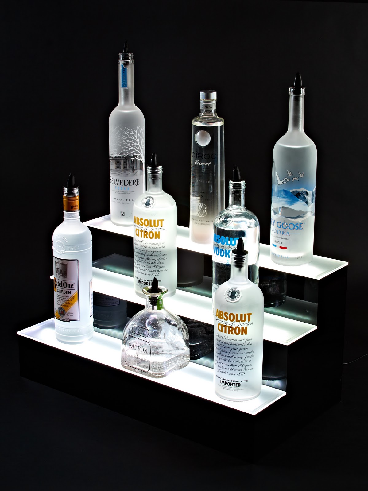 LED Liquor Shelves Display Wall Mount LIQUOR SHELVES 3 Tier Liquor