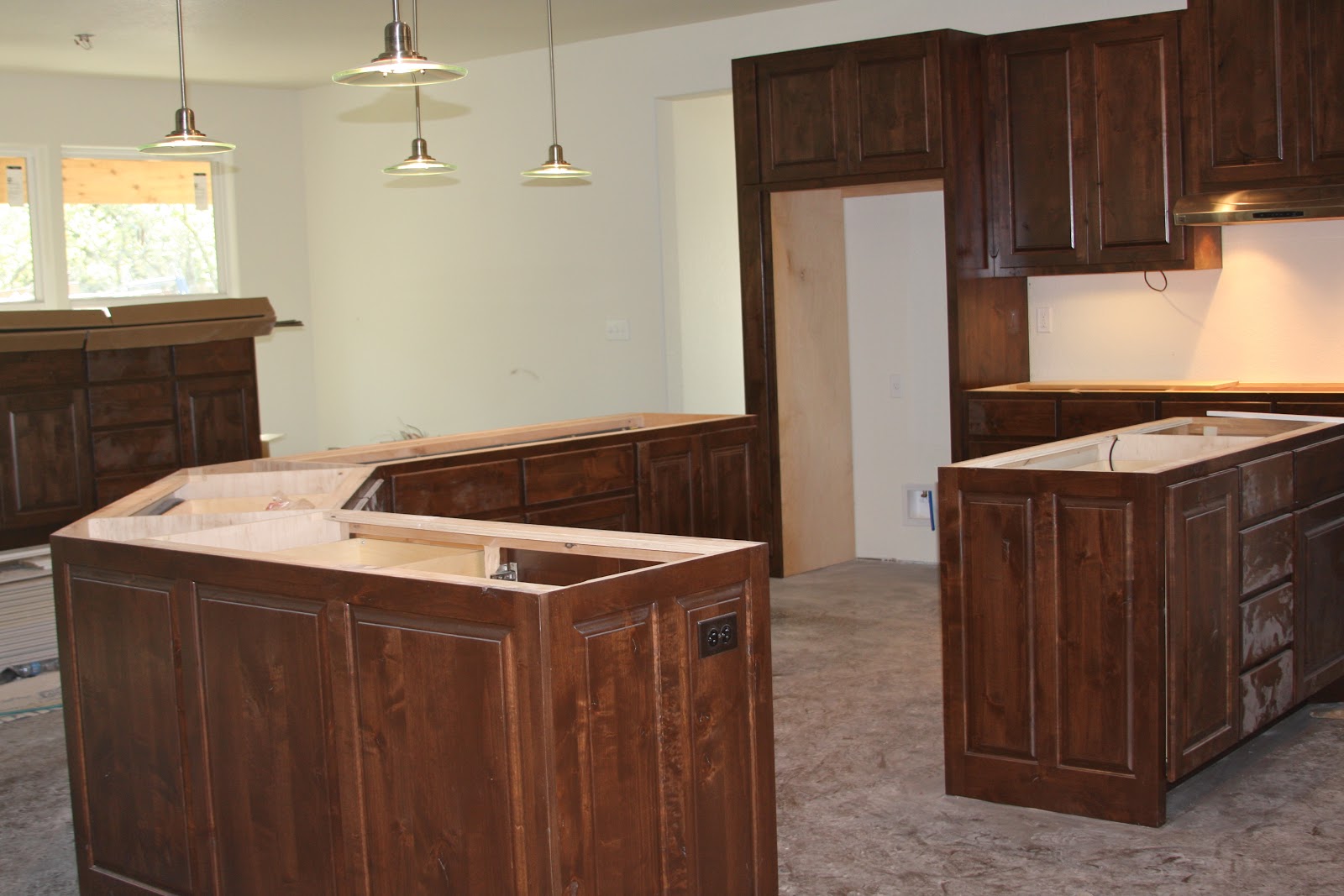 Double sided kitchen cabinets Recently added the lights.
