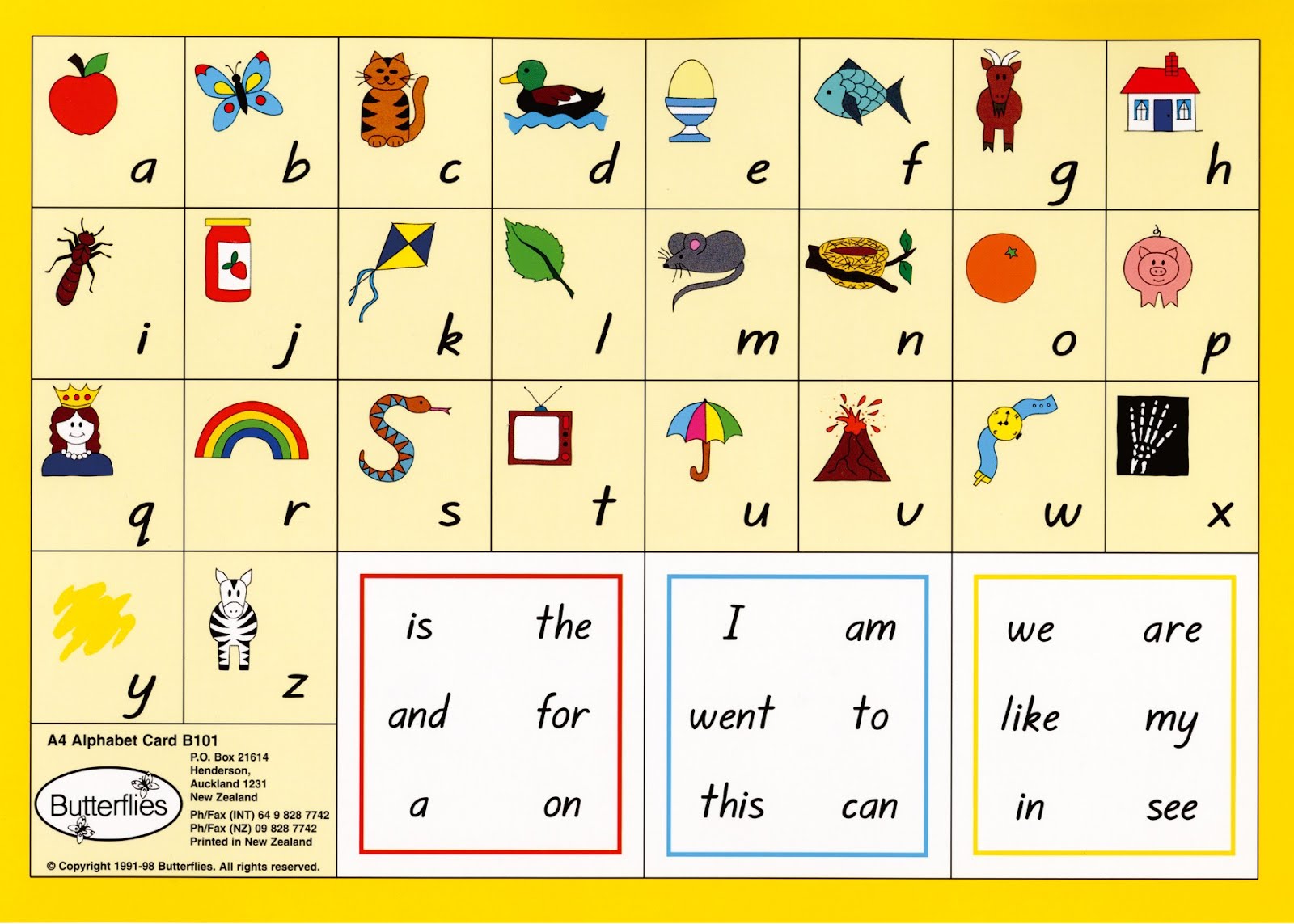 Butterfly phonics card