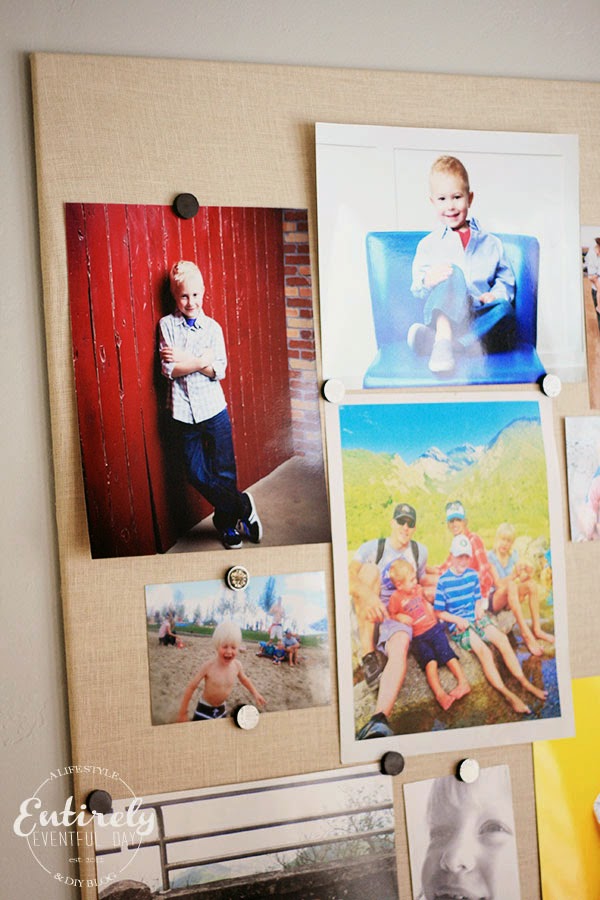Fabric Covered Picture Display {Decorating with Pictures