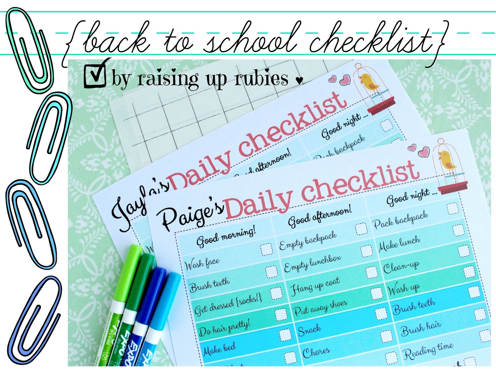daily checklist for kids