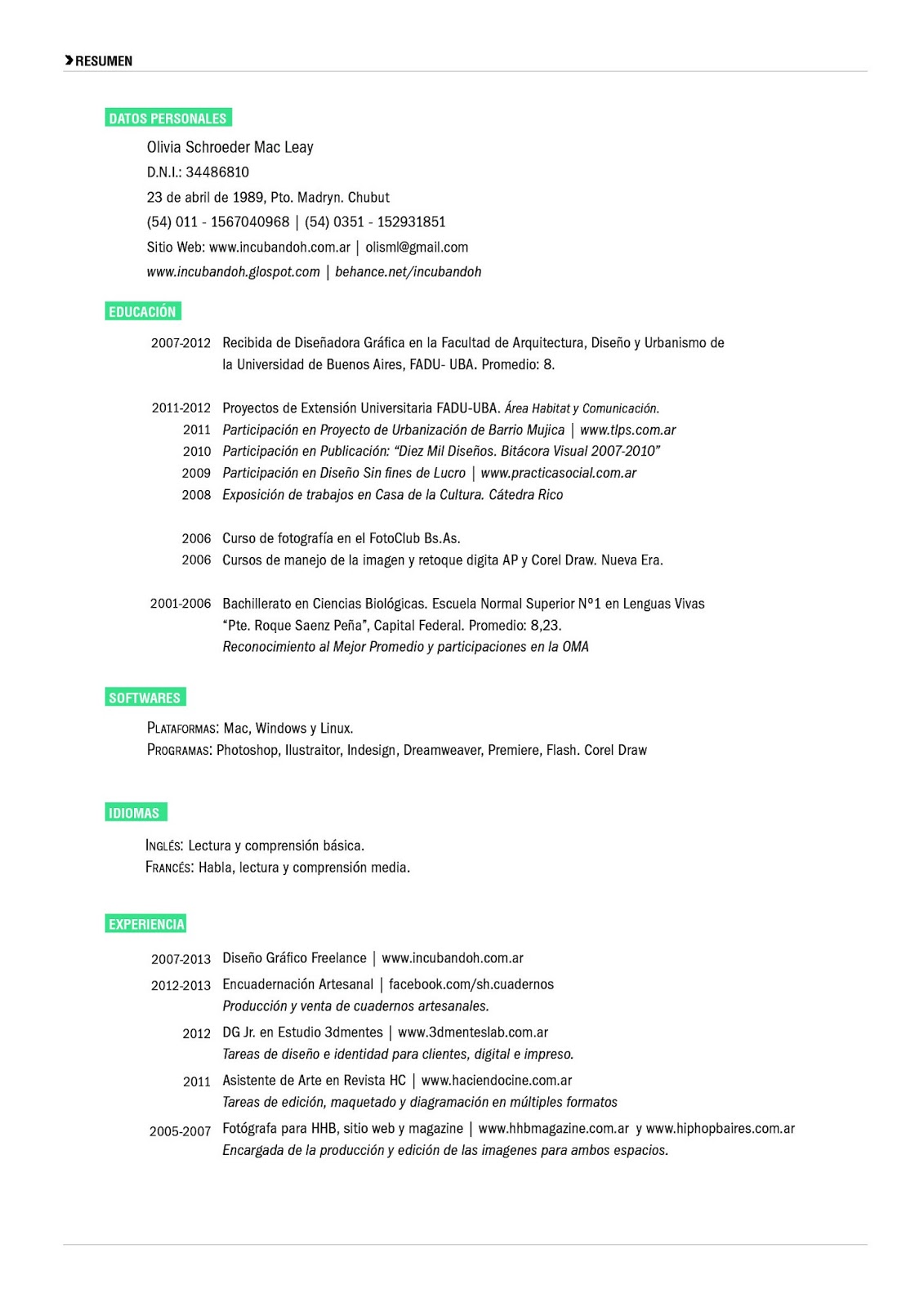 Curriculum Vitae Curriculum Vitae