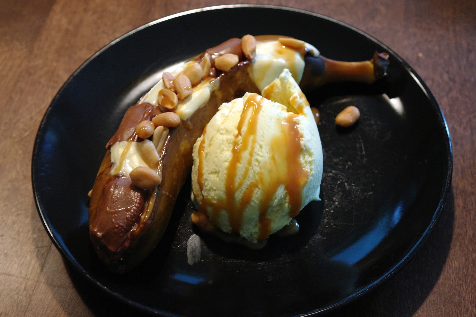 In the Lapp of the Gods Barbecued Bananas with chocolate and peanuts