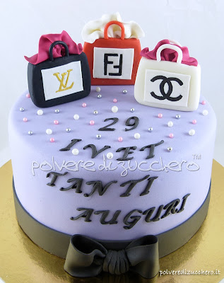 torta borse shopping polvere di zucchero