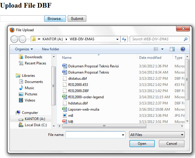 Create Dbf File With Php