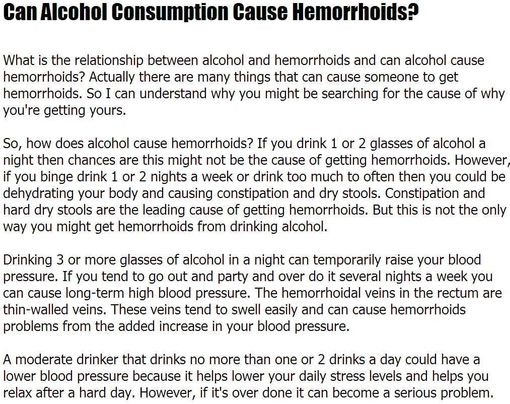 Hemorrhoids Alcohol Can Alcohol Consumption Cause Hemorrhoids