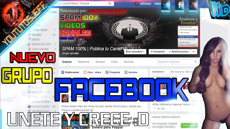 GRUPO DE FACEBOOK UNETE Y CRECE EN YOUTUBE
