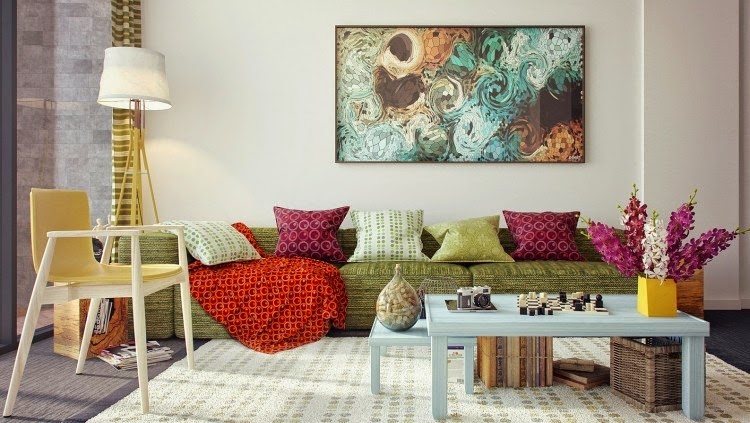 interior design color schemes with mix color for living room