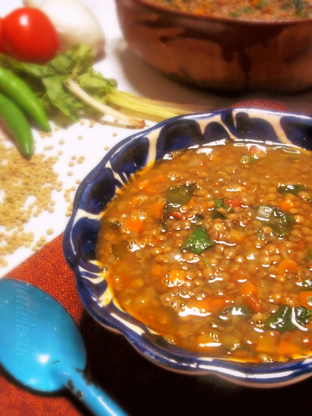 Sopa de Lentejas (Lentil & Spinach Soup) - La Cocina de Leslie