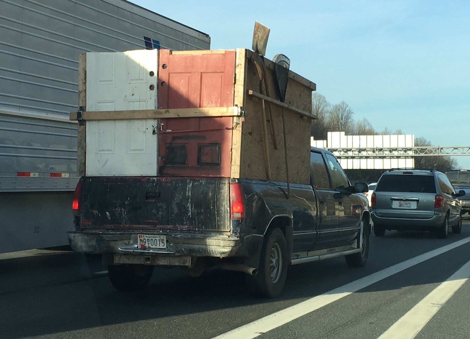 The Honest Hypocrite "Doors" on pickup truck made from doors