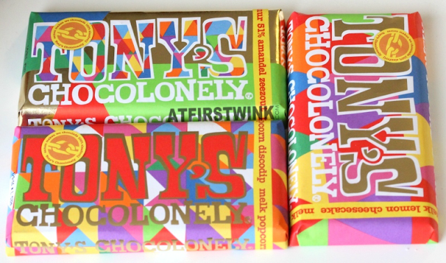 Tony's Chocolonely 10de verjaardag limited editions: lemon cheesecake, melk popcorn discodip, puur 51% amandel zeezout