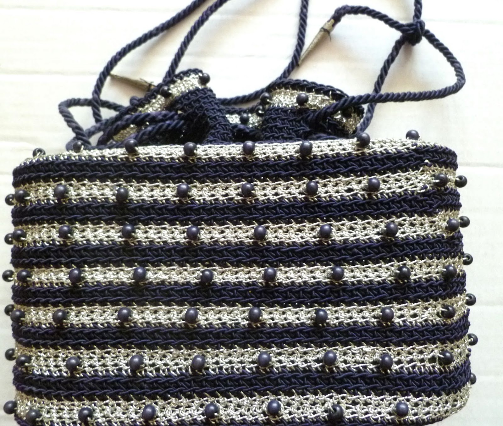 Vintage Purse a Day Handmade Crocheted 1940s Drawstring Bag