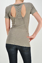 T Party beige cutout tee with lace insert