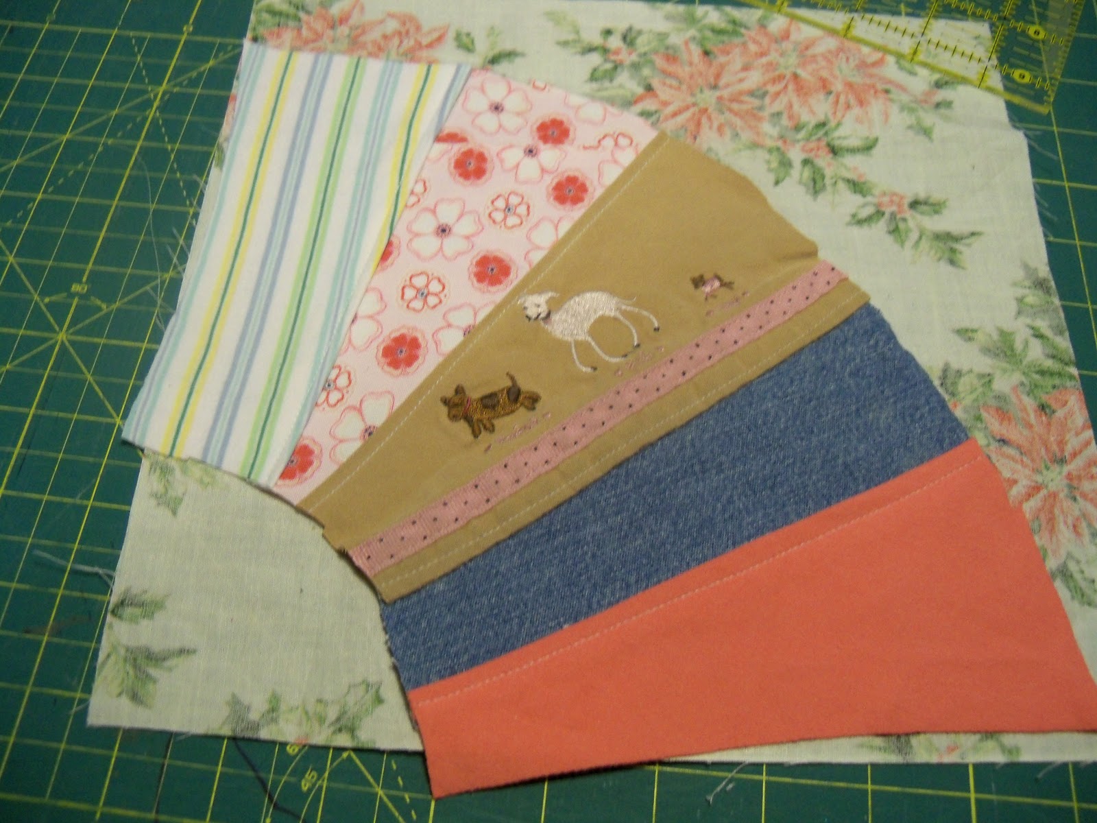 Sewn by Leila Gardunia Crazy Quilt Along 7 Liberated Fans