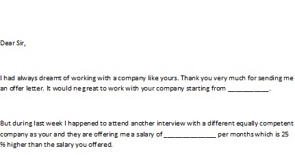 letter of negotiation of salary