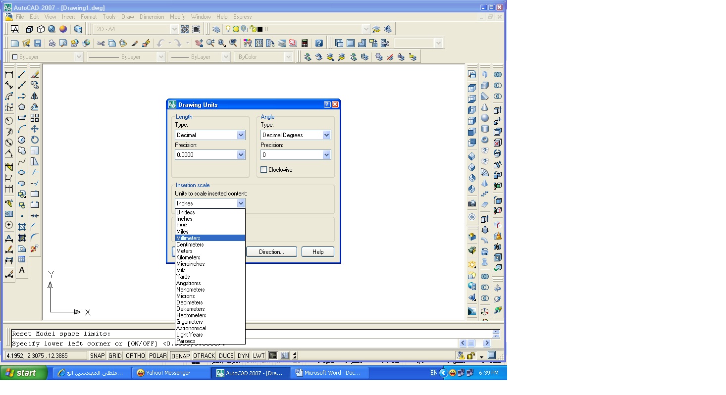 الرسم الهندسي اوتوكاد ثنائي الابعاد 2d