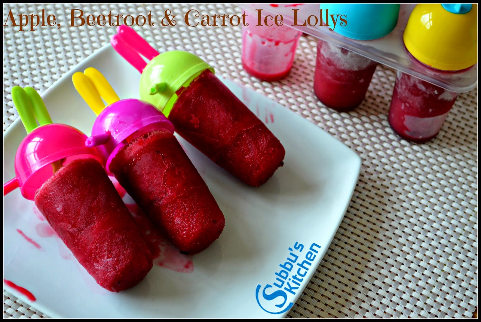 Apple, Beetroot, Carrot Ice Lollys Subbus Kitchen