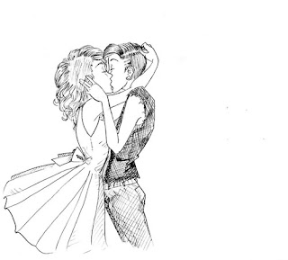 couple kissing drawing